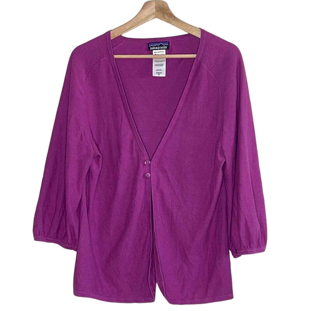 PATAGONIA FUCHSIA ORGANIC COTTON WOMEN'S CARDIGAN SIZE XL